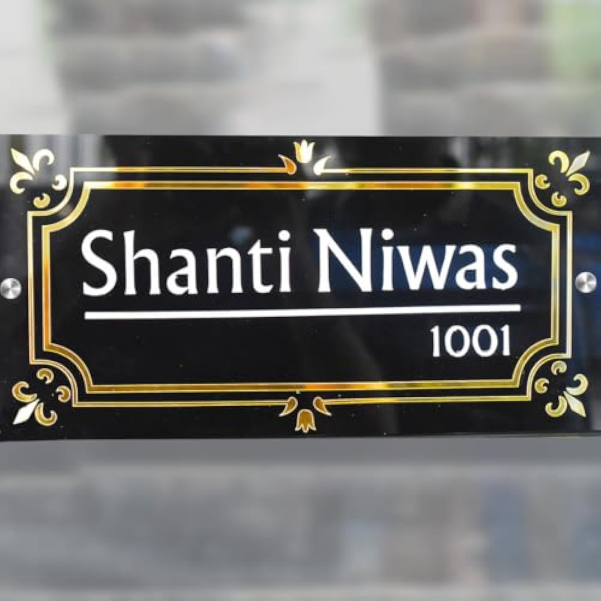 Customizable Acrylic Black & Golden Laser Cut Nameplate